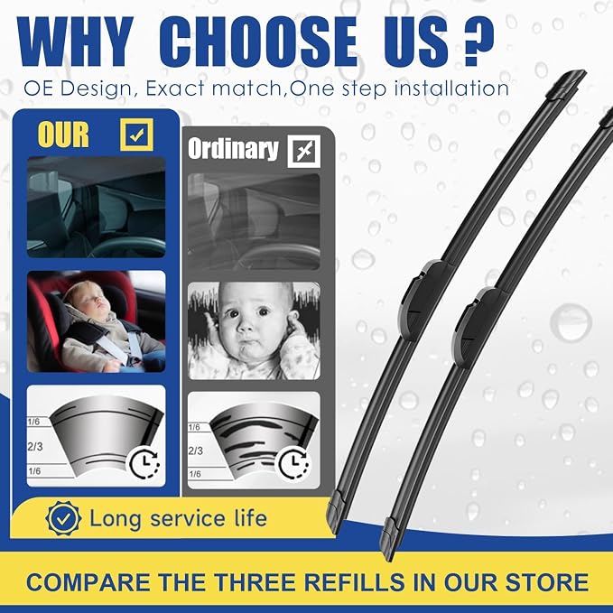 3 Wipers Factory Replacement For Toyota Sienna 2005 2006 2007 2008 2009 2010 - Image 2