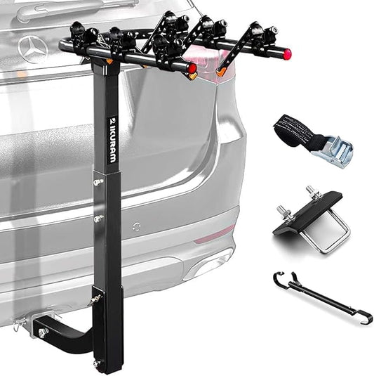 3 Bike Rack Bicycle Carrier Racks Hitch Mount Double Foldable Rack by IKURAMR