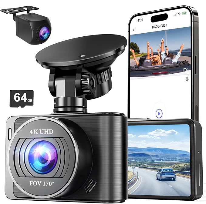 Dash Camera, 4K/1080p Dash Camera Front and Rear, Built-in 5GWiFi, Dash Cam by Unknown