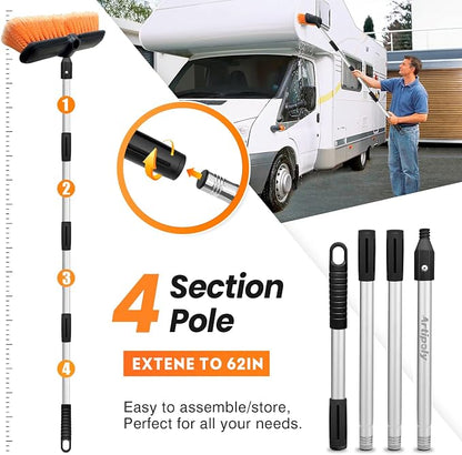 65" Car Wash Brush with Extension Pole, Car Wash 10” Dip Soft Brush, No Scratch - Image 3