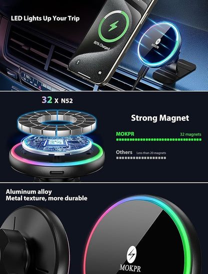 MOKPR for Magsafe Car Mount Charger-15W Wireless Car Charger-Magnetic Car Phone - Image 7