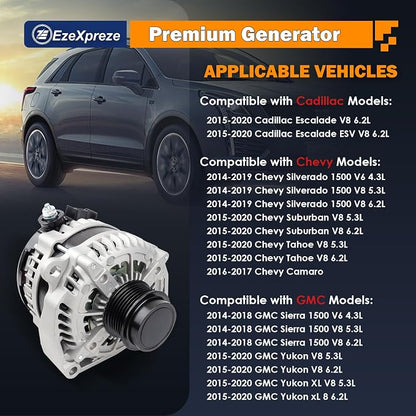 EZEXPREZE Alternator Fit for 2014-18 GMC Sierra and Chevy Silverado 1500 - Image 2
