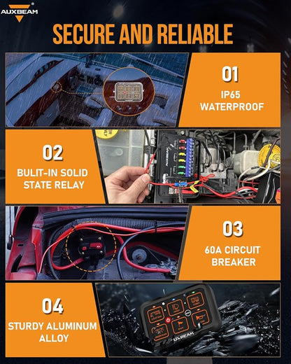 Auxbeam 6 Gang Switch Panel Bluetooth RGB AR-600 - Image 5