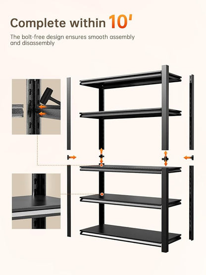 JHYKHG 39" W Storage Shelves, 5-Tier Heavy Duty Garage Shelving, Adjustable - Image 7