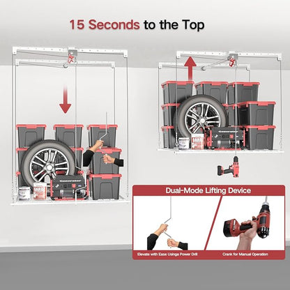 Overhead Garage Storage Rack, Adjustable Heavy-duty 4x4 Ft Ceiling Storage Racks - Image 7