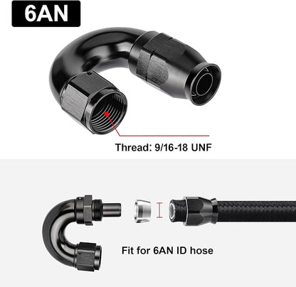 EVIL ENERGY 6AN 180 Degree PTFE One Piece Full Flow End Hose Fitting Aluminum - Image 4
