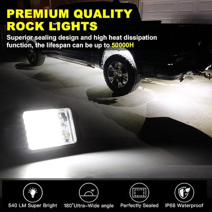 Nicoko 4Pods Pure White 72 Leds SMD Chips 72w High Power Rock Lights Super - Image 3