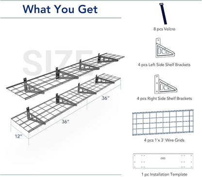 FLEXIMOUNTS 12-inch-by-72-inch Wall Shelf Garage Storage Rack Wall Mounted - Image 2