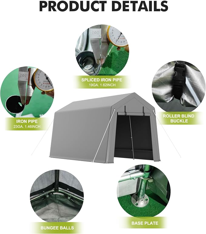 TrailBlaze 7x12ft Outdoor Portable Storage Shelter Shed, Carport Storage Shed - Image 3
