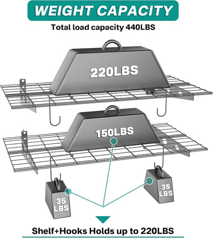 EVERHANGER Wall Mounted Garage Wall Shelves, 2 x 4 ft Metal Storage Shelves - Image 3
