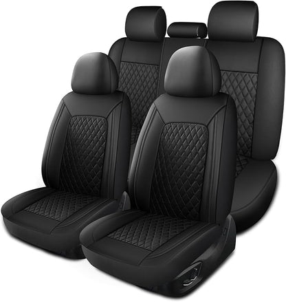 Leather Car Seat Covers, Breathable and Waterproof Seat Cover Full Set by HChengkikz