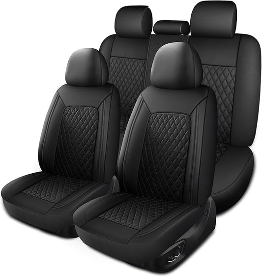 Leather Car Seat Covers, Breathable and Waterproof Seat Cover Full Set by HChengkikz