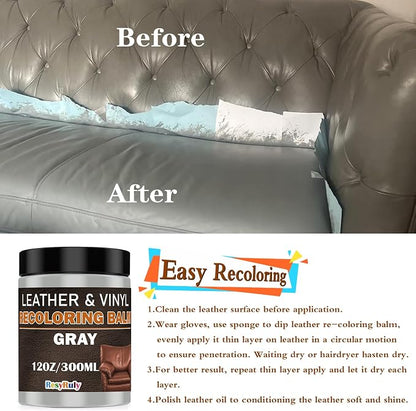 Gray Leather Recoloring Balm Vinyl Auto Dash Board Car Seats Interior Paint - Image 3