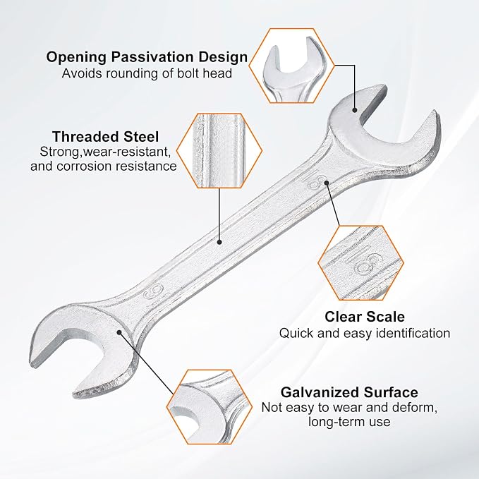 HARFINGTON 2pcs Double Open End Wrench 16mm x 18mm Metric 15 Degree Offset - Image 4