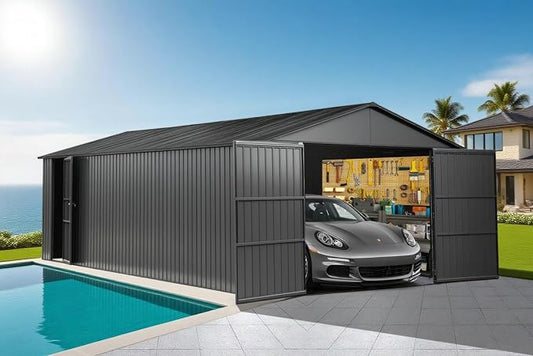 Domi 12'x25' Outdoor Metal Garage Shed, Weatherproof Enclosed Carport by domioutdoorliving
