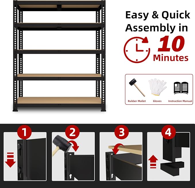 3 Packs 35.5" W x 16" D x 71" H Adjustable Garage Storage Shelves - Image 7