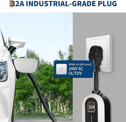 Level 2 EV Charger, 32A 240V Voltage, NEMA 14-50 Plug, 25ft Cable, Adjustable - Image 3