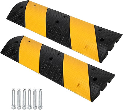 3.3 Ft Rubber Speed Bump, 2 Pack 2 Channel Modular Heavy Duty Speed Bumps Humps by Towallmark