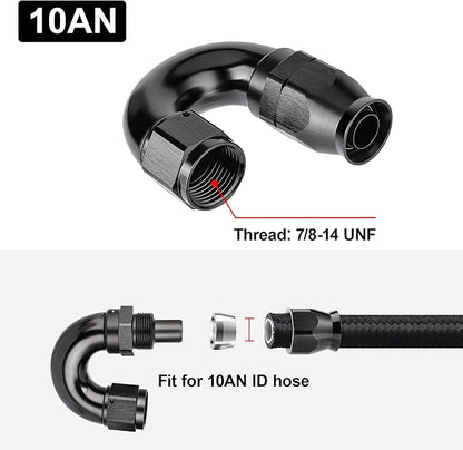 EVIL ENERGY 10AN 180 Degree PTFE One Piece Full Flow End Hose Fitting Aluminum - Image 4