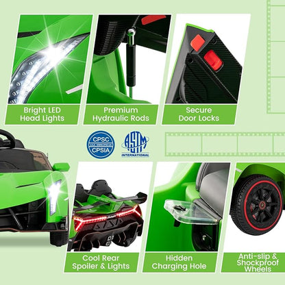 Costzon Ride on Car, Lamborghini Licensed 12V Battery Powered 4WD Sports Car - Image 8