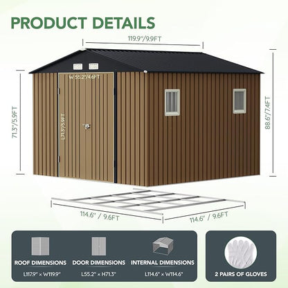 10X10X7.5 FT Outdoor Steel Storage Shed - Image 2