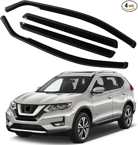 4PCS in Channel Rain Guards for 2014-2020 Nissan Rogue S SV SL, Durable Window by CHYKORLA