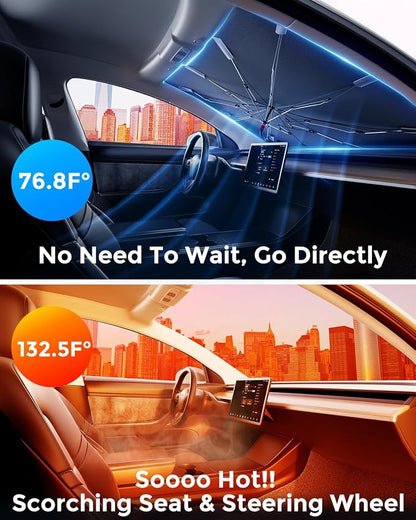 Car Windshield Sun Shade, Spring Structure Umbrella Sunshade - Image 3