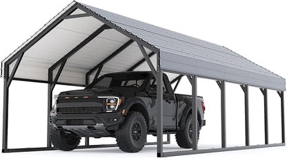 12 x 26 FT Metal Carport, Heavy Duty Carports Reinforced Frame and Steel Roof by KYBOLT