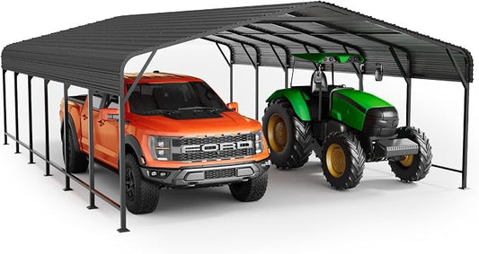 20x30 FT Metal Carport, Enhanced Base and Steel Roof by Unknown