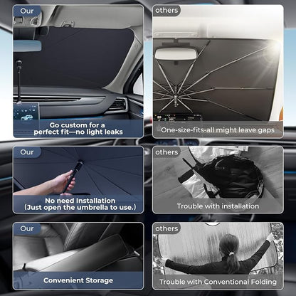 Windshield Sun Shade Umbrella: for Sentra-Sedan-2020-2024 2025-4-Layers Front - Image 5