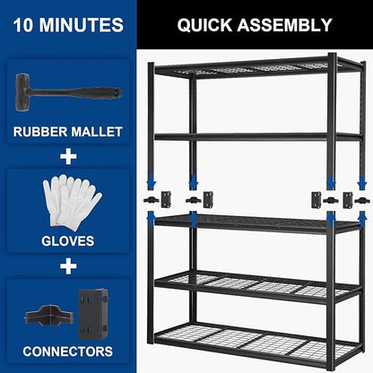 BILT HARD 60" W x 24" D Garage Shelving 3500 LBS, Heavy Duty 5-Tier Metal - Image 8