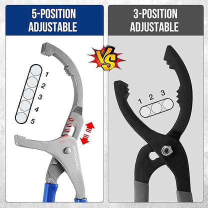 WORKPRO Oil Filter Wrench, 5-Position Adjustable Design Fits 2-1/2" to 3-3/4" - Image 3