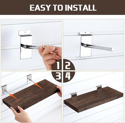 4 Pack Wooden Slatwall Shelf, 16.1" D x 6.7" W x 1.1" H Slatwall Shelves - Image 5