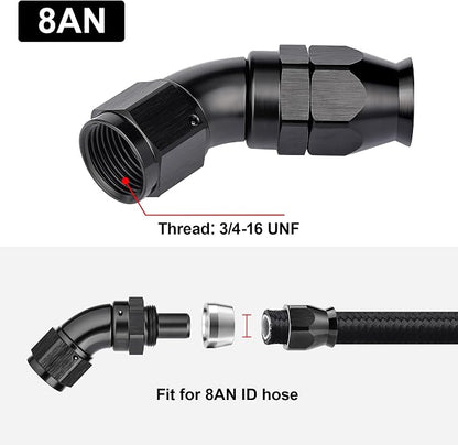 EVIL ENERGY 8AN 45 Degree PTFE One Piece Full Flow End Hose Fitting Aluminum - Image 4