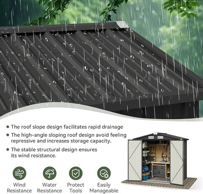 Aoxun 6x3.9 FT Shed with Base Metal Outdoor Storage Shed Garden Shed with - Image 7