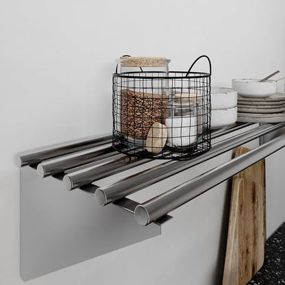 AmGood 14 in. x 36 in. NSF Stainless Steel Tubular Wall Shelf | Heavy-Duty - Image 8