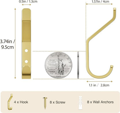 Coat Hooks Wall Mount for Hanging: 20LB Sturdy Hanger for Backpack, for Closet - Image 3