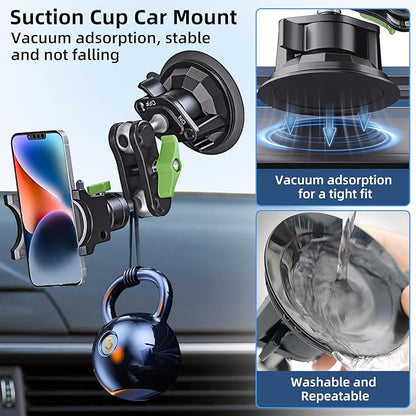 HEMMOTOP Suction Cup Car Phone Mount, 12 in Heavy Duty Metal Cell Phone Holder - Image 2