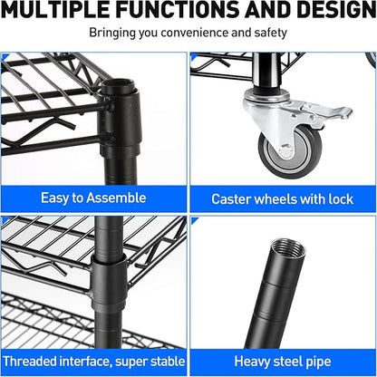 5 Tier Wire Shelf Shelving Unit, Heavy Duty Garage Storage Shelves - Image 6
