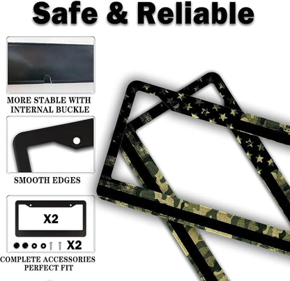 License Plate Frame Multicolor License Plate Holder USA Flag Black Camo - Image 4