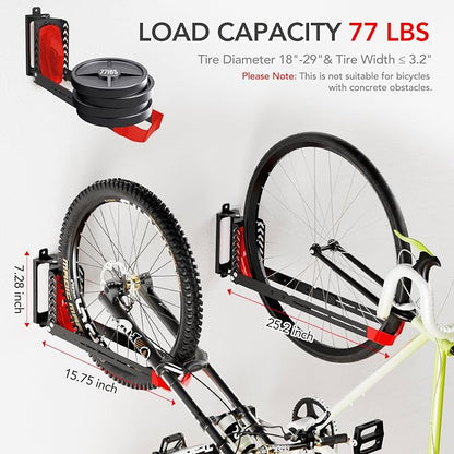 2-Pack Swivel Bike Rack Wall Mount, Bike Hangers - Image 2