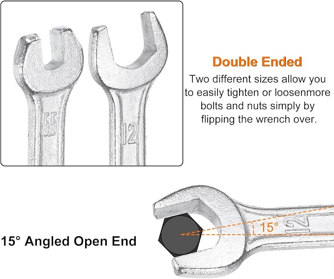 HARFINGTON 2pcs Double Open End Wrench 13mm x 14mm Metric 15 Degree Offset - Image 5