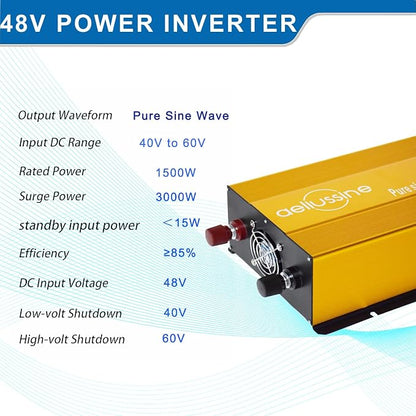 1500W Pure Sine Wave Inverter-48V DC to 110V 120V AC Power Converter - Image 5