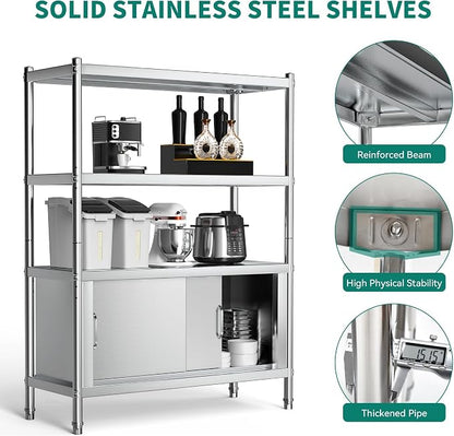 YITAHOME Stainless Steel Shelves 4 Tier, NSF Heavy Duty Floor Mount Shelving - Image 6