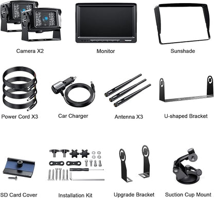 Fookoo 1080P 7" Wireless Backup Camera System, IP69 Waterproof Rear View Front - Image 9