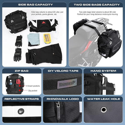 Rhinowalk Motorcycle Saddle Bag Waterproof Motor Pannier Bag Luggage Pack Quick - Image 4