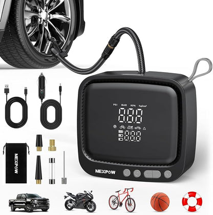NEXPOW Tire Inflator Portable Air Compressor, 180 PSI Cordless Air Pump by NEXPOW