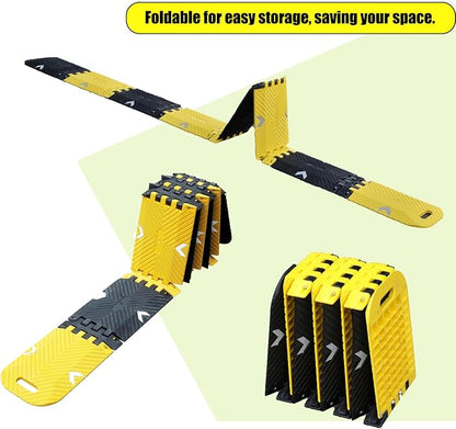 Portable Vehicle Traffic Speed Bump 118"×10"×1"Yellow-Black Reflective Non-Slip - Image 3