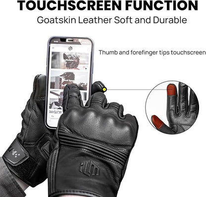 ILM Goatskin Leather Motorcycle Motorbike Powersports Racing Gloves Touchscreen - Image 3