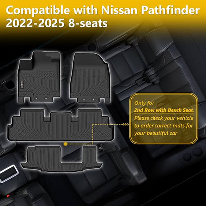 GINOWY-Floor Mats for Nissan Pathfinder 8 Passenger 2022-2024 2025 & Infiniti - Image 5
